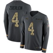 Wholesale Cheap Nike Rams #4 Greg Zuerlein Anthracite Salute to Service Youth Stitched NFL Limited Therma Long Sleeve Jersey