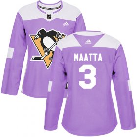 Wholesale Cheap Adidas Penguins #3 Olli Maatta Purple Authentic Fights Cancer Women\'s Stitched NHL Jersey