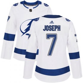Cheap Adidas Lightning #7 Mathieu Joseph White Road Authentic Women\'s Stitched NHL Jersey