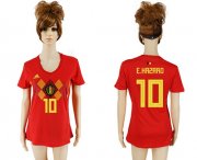 Wholesale Cheap Women's Belgium #10 E.Hazard Red Home Soccer Country Jersey