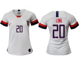 Wholesale Cheap Women\'s USA #20 Long Home Soccer Country Jersey