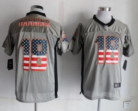 Wholesale Cheap Nike Broncos #18 Peyton Manning Grey Men\'s Stitched NFL Elite USA Flag Fashion Jersey