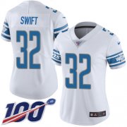Wholesale Cheap Nike Lions #32 D'Andre Swift White Women's Stitched NFL 100th Season Vapor Untouchable Limited Jersey