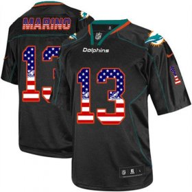 Wholesale Cheap Nike Dolphins #13 Dan Marino Black Men\'s Stitched NFL Elite USA Flag Fashion Jersey