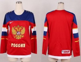 Wholesale Cheap Team Russia Blank Red 2014 Women\'s Stitched NHL Jersey