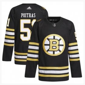 Cheap Men\'s Boston Bruins #51 Matthew Poitras Black 100th Anniversary Stitched Jersey
