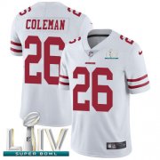 Wholesale Cheap Nike 49ers #26 Tevin Coleman White Super Bowl LIV 2020 Youth Stitched NFL Vapor Untouchable Limited Jersey