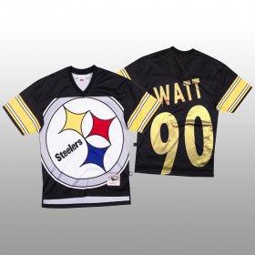 Wholesale Cheap NFL Pittsburgh Steelers #90 T.J. Watt Black Men\'s Mitchell & Nell Big Face Fashion Limited NFL Jersey