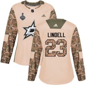 Cheap Adidas Stars #23 Esa Lindell Camo Authentic 2017 Veterans Day Women\'s 2020 Stanley Cup Final Stitched NHL Jersey