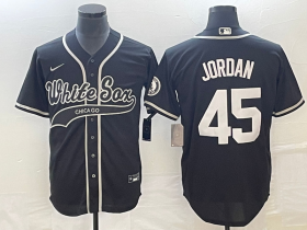 Wholesale Cheap Men\'s Chicago White Sox #45 Michael Jordan Black Cool Base Stitched Baseball Jersey