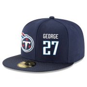Wholesale Cheap Tennessee Titans #27 Eddie George Snapback Cap NFL Player Navy Blue with White Number Stitched Hat