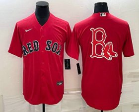 Cheap Men\'s Boston Red Sox Big Logo Red Stitched MLB Cool Base Nike Jersey