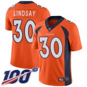 Wholesale Cheap Nike Broncos #30 Phillip Lindsay Orange Team Color Men's Stitched NFL 100th Season Vapor Limited Jersey