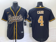 Wholesale Cheap Men's New Orleans Saints #4 Derek Carr Black With Patch Cool Base Stitched Baseball Jersey