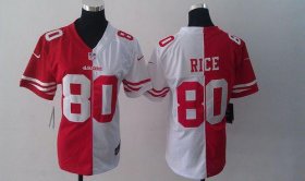 Wholesale Cheap Nike 49ers #80 Jerry Rice Red/White Women\'s Stitched NFL Elite Split Jersey