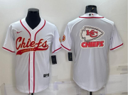 Wholesale Cheap Men's Kansas City Chiefs White Team Big Logo With Patch Cool Base Stitched Baseball Jersey