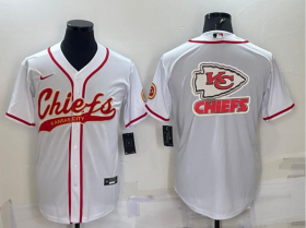 Wholesale Cheap Men\'s Kansas City Chiefs White Team Big Logo With Patch Cool Base Stitched Baseball Jersey