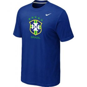Wholesale Cheap Nike Brazil 2014 World Short Sleeves Soccer T-Shirt Blue