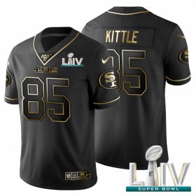 Wholesale Cheap San Francisco 49ers #85 George Kittle Men\'s Nike Black Golden Super Bowl LIV 2020 Limited NFL 100 Jersey