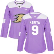Wholesale Cheap Adidas Ducks #9 Paul Kariya Purple Authentic Fights Cancer Women's Stitched NHL Jersey