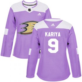 Wholesale Cheap Adidas Ducks #9 Paul Kariya Purple Authentic Fights Cancer Women\'s Stitched NHL Jersey