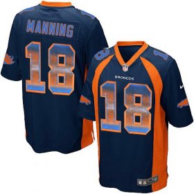 Wholesale Cheap Nike Broncos #18 Peyton Manning Navy Blue Alternate Men\'s Stitched NFL Limited Strobe Jersey