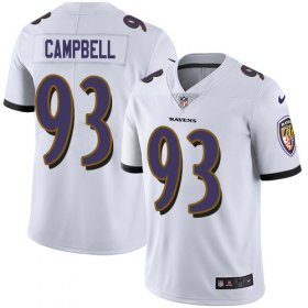 Wholesale Cheap Nike Ravens #93 Calais Campbell White Men\'s Stitched NFL Vapor Untouchable Limited Jersey