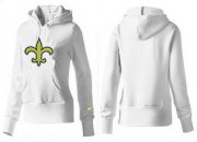 Wholesale Cheap Women's New Orleans Saints Logo Pullover Hoodie White