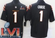 Wholesale Cheap Men's Cincinnati Bengals #1 Ja'Marr Chase Limited Black 2022 Super Bowl LVI Bound Vapor Jersey
