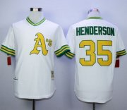 Wholesale Cheap Mitchell And Ness Athletics #35 Rickey Henderson White Cool Base Stitched MLB Jersey