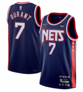 Wholesale Cheap Men's Brooklyn Nets #7 Kevin Durant Navy 2021-22 Swingman City Edition 75th Anniversary Stitched Basketball Jersey