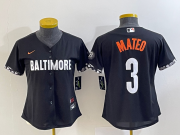 Wholesale Cheap Women's Baltimore Orioles #3 Jorge Mateo Black 2023 City Connect Cool Base Stitched Jersey 1