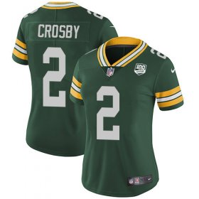 Wholesale Cheap Nike Packers #2 Mason Crosby Green Team Color Women\'s 100th Season Stitched NFL Vapor Untouchable Limited Jersey