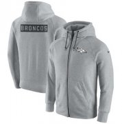 Wholesale Cheap Men's Denver Broncos Nike Ash Gridiron Gray 2.0 Full-Zip Hoodie