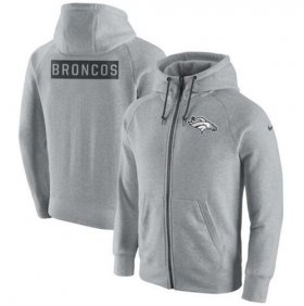 Wholesale Cheap Men\'s Denver Broncos Nike Ash Gridiron Gray 2.0 Full-Zip Hoodie