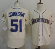 Wholesale Cheap Mariners #51 Randy Johnson Cream New Cool Base Stitched MLB Jersey