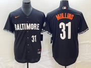 Wholesale Cheap Men's Baltimore Orioles #31 Cedric Mullins Number Black 2023 City Connect Cool Base Stitched Jersey 2