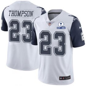Wholesale Cheap Nike Cowboys #23 Darian Thompson White Men\'s Stitched With Established In 1960 Patch NFL Limited Rush Jersey