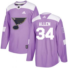 Wholesale Cheap Adidas Blues #34 Jake Allen Purple Authentic Fights Cancer Stitched Youth NHL Jersey