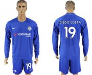 Wholesale Cheap Chelsea #19 Diego Costa Home Long Sleeves Soccer Club Jersey