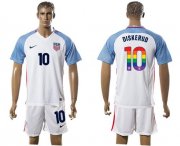 Wholesale Cheap USA #10 Diskerud White Rainbow Soccer Country Jersey