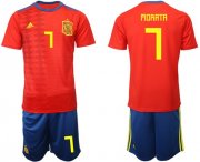 Wholesale Cheap Spain #7 Morata Home Soccer Country Jersey