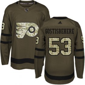 Wholesale Cheap Adidas Flyers #53 Shayne Gostisbehere Green Salute to Service Stitched Youth NHL Jersey