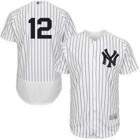 Wholesale Cheap Yankees #12 Troy Tulowitzki White Strip Flexbase Authentic Collection Stitched MLB Jersey