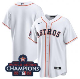 Wholesale Cheap Men\'s Houston Astros Blank White 2022 World Series Champions Home Stitched Baseball Jersey