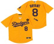 Wholesale Cheap Men's Los Angeles Dodgers #8 Kobe Bryant Yellow KB Patch Stitched MLB Cool Base Nike Jersey