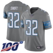 Wholesale Cheap Nike Lions #32 D'Andre Swift Gray Youth Stitched NFL Limited Rush 100th Season Jersey
