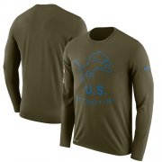 Wholesale Cheap Men's Detroit Lions Nike Olive Salute to Service Sideline Legend Performance Long Sleeve T-Shirt