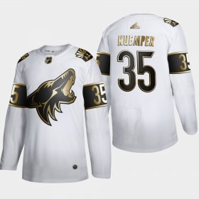 Wholesale Cheap Arizona Coyotes #35 Darcy Kuemper Men\'s Adidas White Golden Edition Limited Stitched NHL Jersey