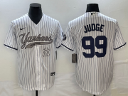Wholesale Cheap Men's New York Yankees #99 Aaron Judge White With Patch Cool Base Stitched Baseball Jersey